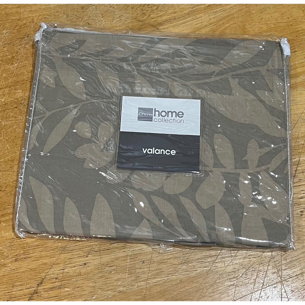 JCPenney Home Collection Ohana Valance 80x16‎ Tan Brown Leaf Print 722-1676 NIP